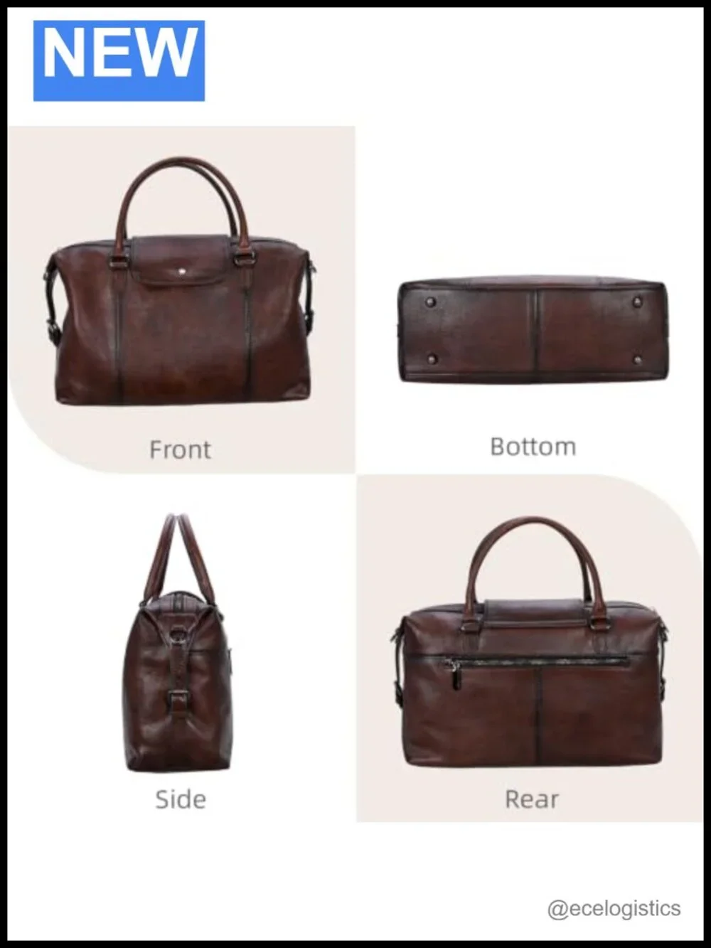 Genuine Leather Satchel Handbag Tote Shoulder Crossbody 3-in-1